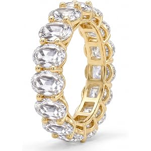 Oval Engagement Rings for Women Gold Plated Eternity Band Ring Size 4-9