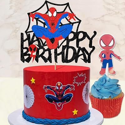 Buy Glorymoment Cake Decor For Spiderman Happy Birthday Cake Topper For Boys Men Birthday Party Glitter Happy Birthday Cake Topper For Spider Man Superhero Theme Birthday Party Decor 6 7 X5 51 Online In