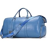 Genuine Leather Travel Duffel Bags for Men and Women Leather Overnight Weekend Bags Sports Gym Duffle, 9423 Blue