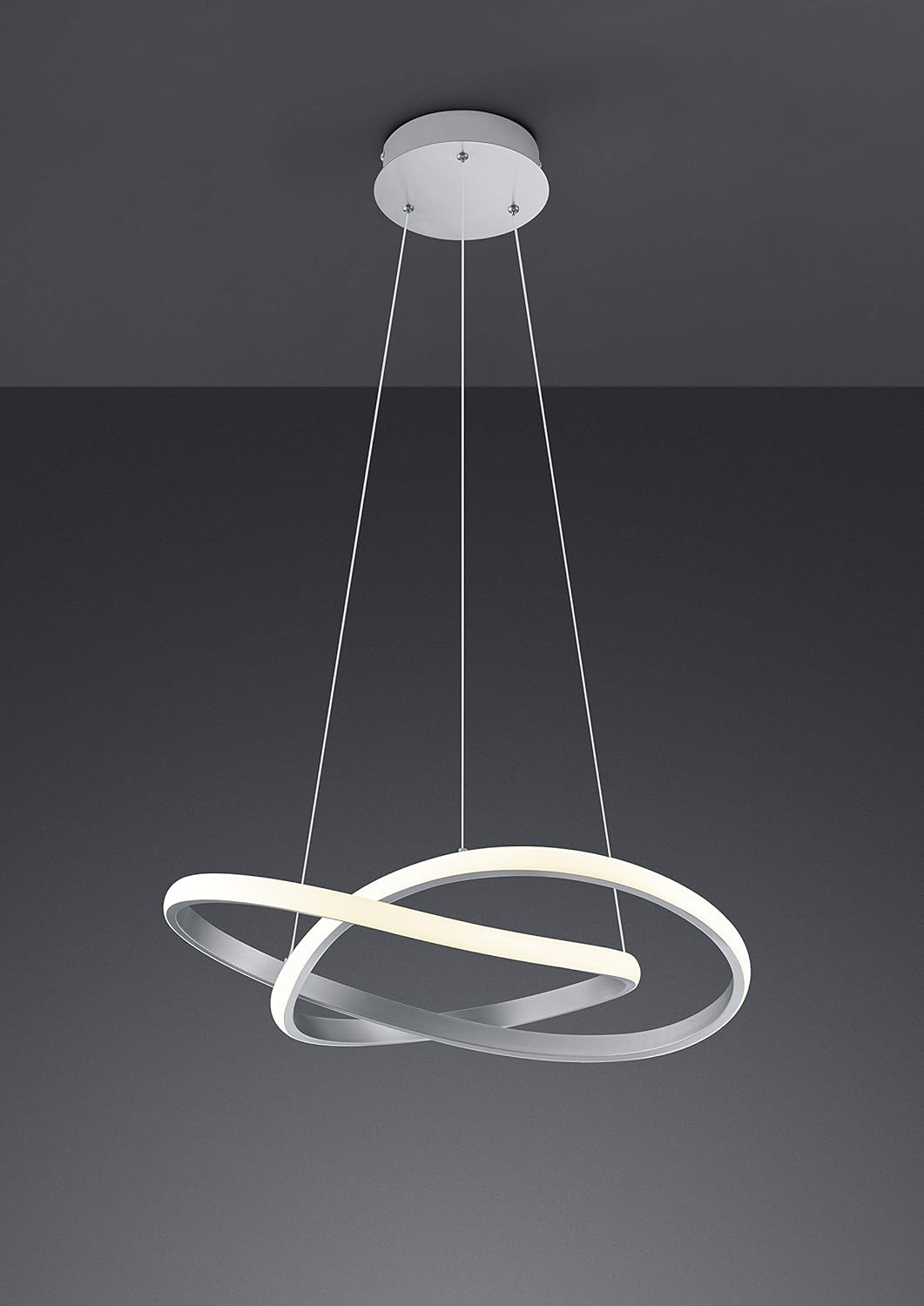 Reality Leuchten Course R32051107 LED Pendant Light Metal Matte Nickel Acrylic White with 27 Watt LED Switch Dimmer - Image 3