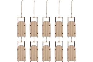 PRETYZOOM 10pcs Beige Mini Wooden Sled Ornaments Christmas Sleigh Decorations for Home Desktop Seasonal Décor