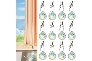 DANHMAO 12 Pcs Outdoor Curtain Weights,3.2oz Crystal Decorative Drapery Weights,Colorful Crystal Balls Weights with Steel Clip for Curtain Flag Tablecloth