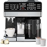 Chefman Coffee Maker Espresso Machine Combo, 8-in-1 Coffee Station with Automatic Milk Frother for Lattes, Cappuccinos, Macchiatos, 20-Bar Pump, 12-Cup Carafe &amp; 3L Water Tank - Black