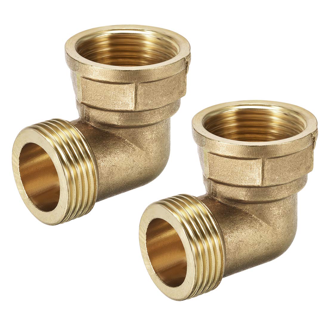 sourcing map Brass Pipe Fitting 90 Degree Elbow 1(BSP) Male X 1(BSP) Female 2pcs