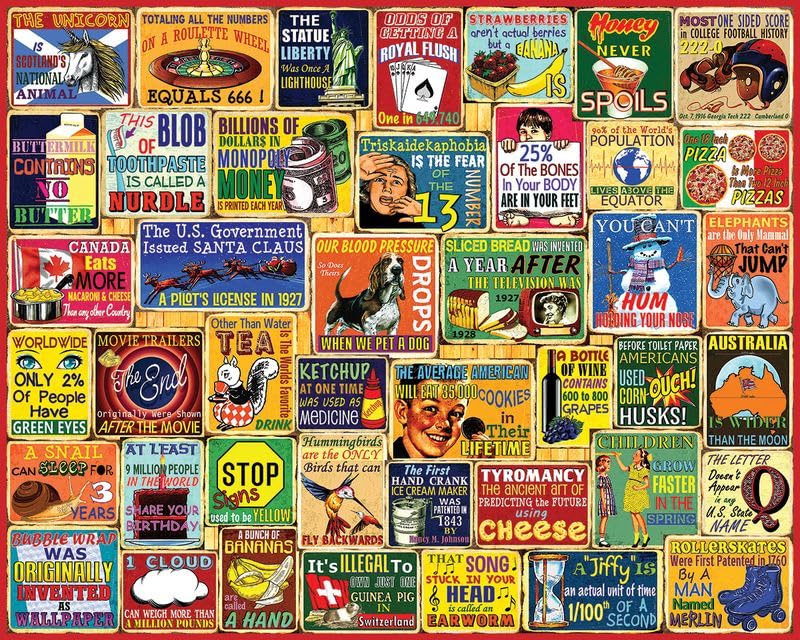 White Mountain 1000 Piece Puzzles for Adults Fun Vintage Collage Large Jigsaw Puzzle Gift for Seniors 24