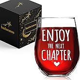 Innfueunun Retirement Gifts for Woman Men 2025, Retirement Wine Glass, Enjoy the Next Chapter, Best Retirements Gifts for Women Men 2025, Coworker, Friend, Teacher, Boss, Sisters, Mom