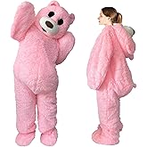 Erkangsm Plush Teddy Bear Mascot Costume, 6.0 FT Adult Animal Costume Giant Full Body Teddy Bear Costume For Men and Women Halloween (Pink)