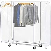Ruibo Clear Garment Rack Cover Dustproof Clothes Rack Cover with 2 Durable Zipper/Clothing Waterproof Protector (L:71x20x60 inch)