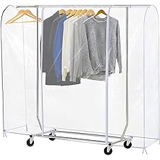 Ruibo Clear Garment Rack Cover Dustproof Clothes Rack Cover With 2 Durable Zipper/Clothing Waterproof Protector (L:71x20x60 i