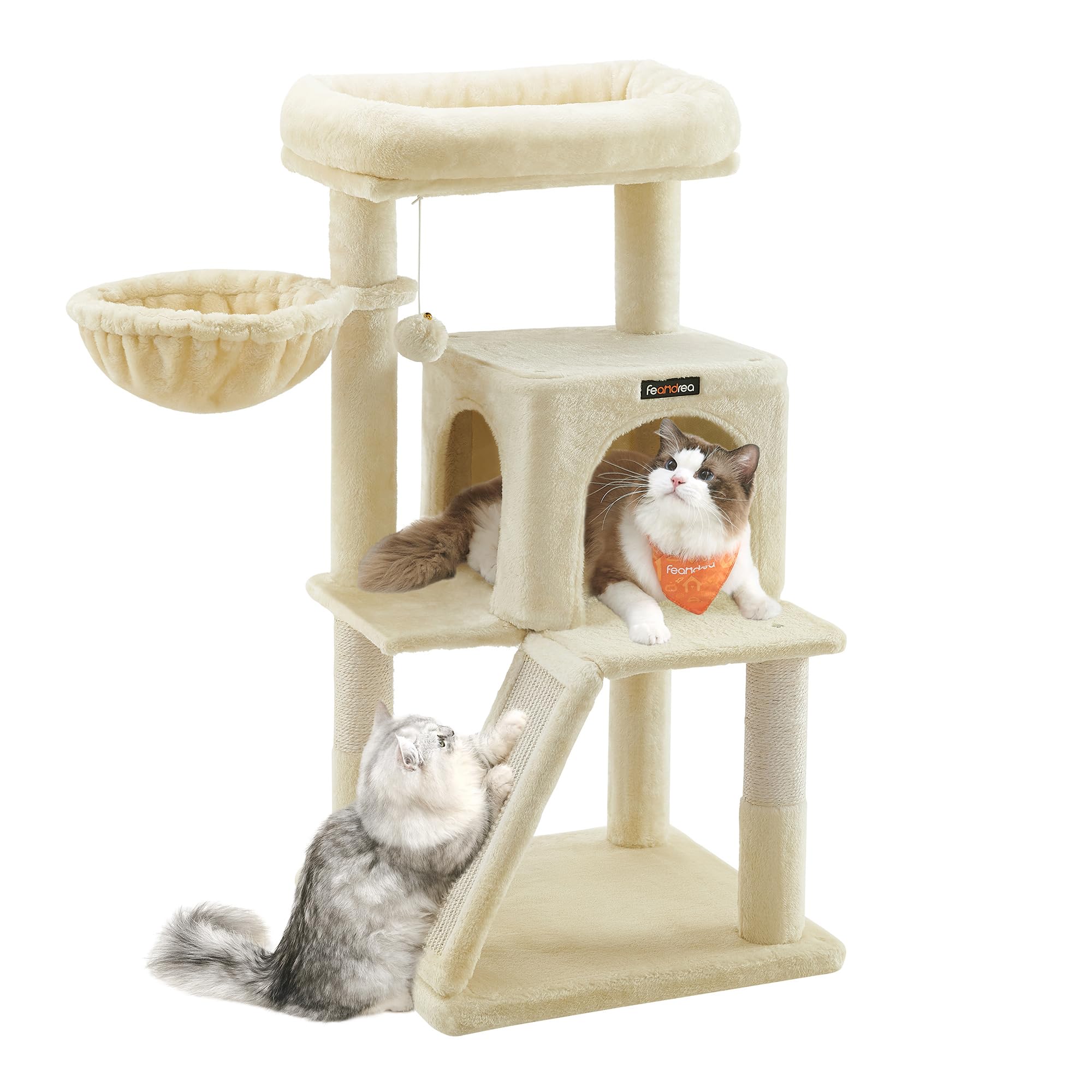 Feandrea Cat Tree Tower, Widened Perch for Large Cats, Beige PCT51MV1