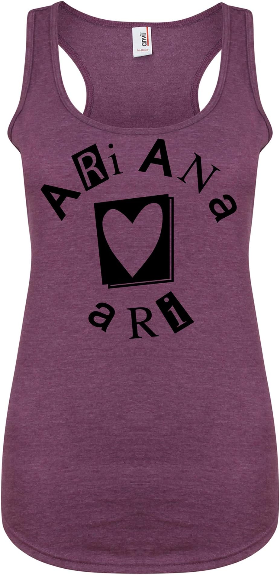 Kelham Print Womens Slogan Racerback Vest Top Ariana Heart Ari Purple