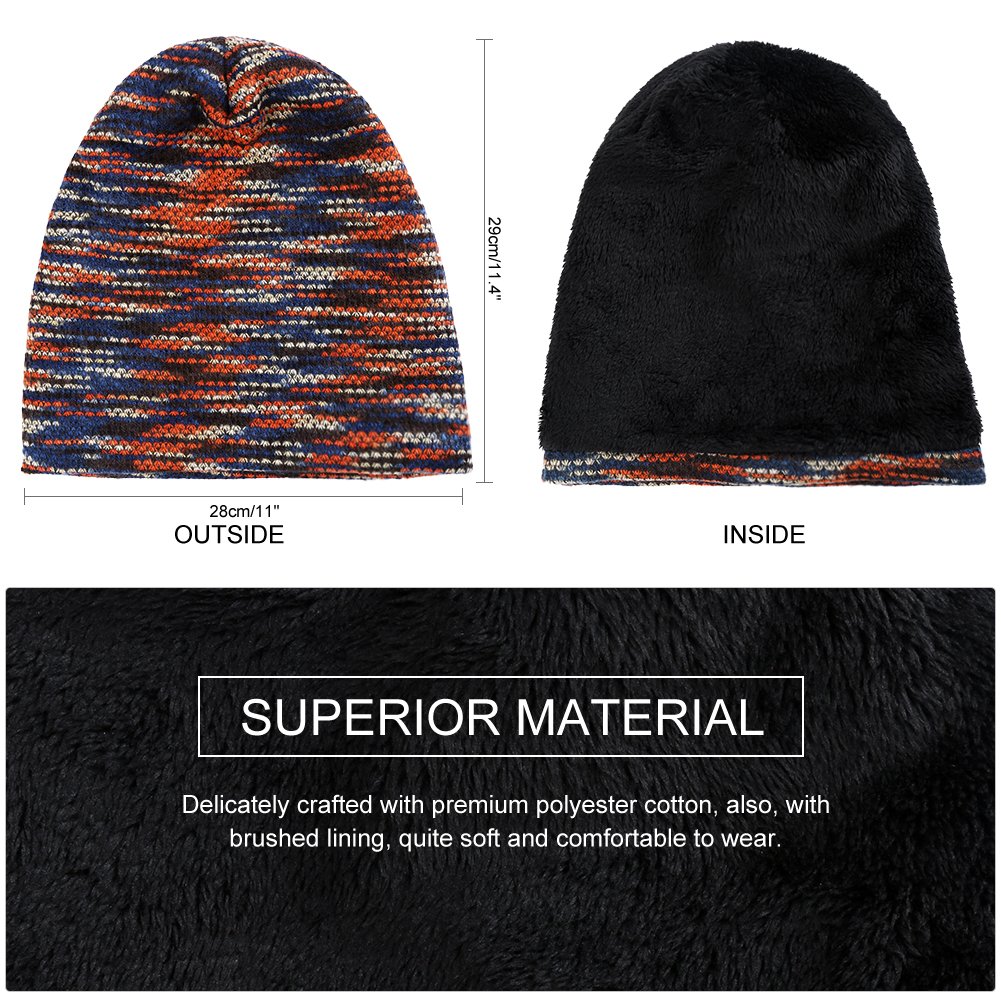 VBIGER Beanie Hat Knit Hat Winter Skull Wool Hat Windproof For Men & Women (Multicolor)