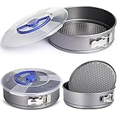 Teenyyou 2 Pcs 9 in Springform Cheesecake Pan with Lid and Removed Bottom Gray Non Stick Round Cake Pan Travel Friendly Carbon Steel Bakeware for Pie Cake Pizza