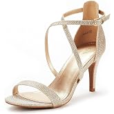 DREAM PAIRS Women Strappy Stiletto Dress Sandals | Strappy Stiletto High Heels,Open Toe Rhinestone Wedding Dress Shoes,Cushioned Insole,for Party Wedding