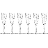 Toasting Flute Glass -Champagne - Flutes - Set of 6 Flute Crystal Glasses - Wedding Toasting Flutes - Designed - 5.4 oz - by Barski - Made in Europe, Clear