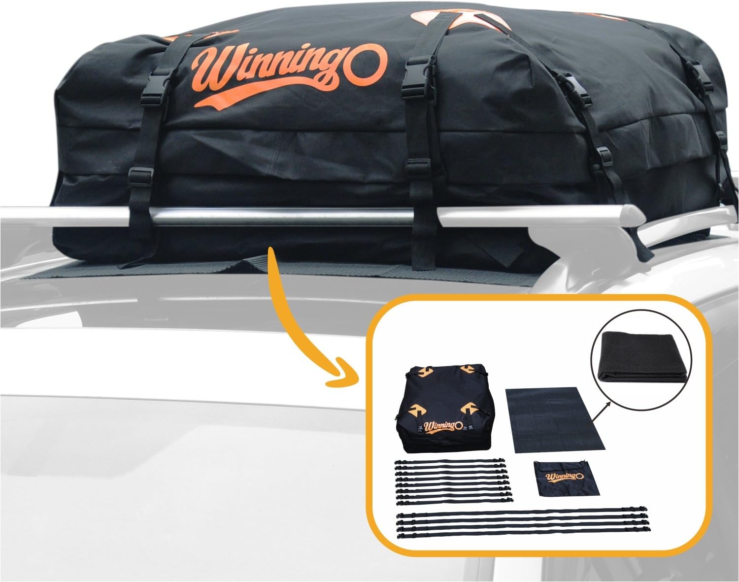 WEIZE Portapacchi Da Tetto Universale 137x86 Cm - Capacità 90 Kg Con Borsa Impermeabile E Cinghie A Cricchetto