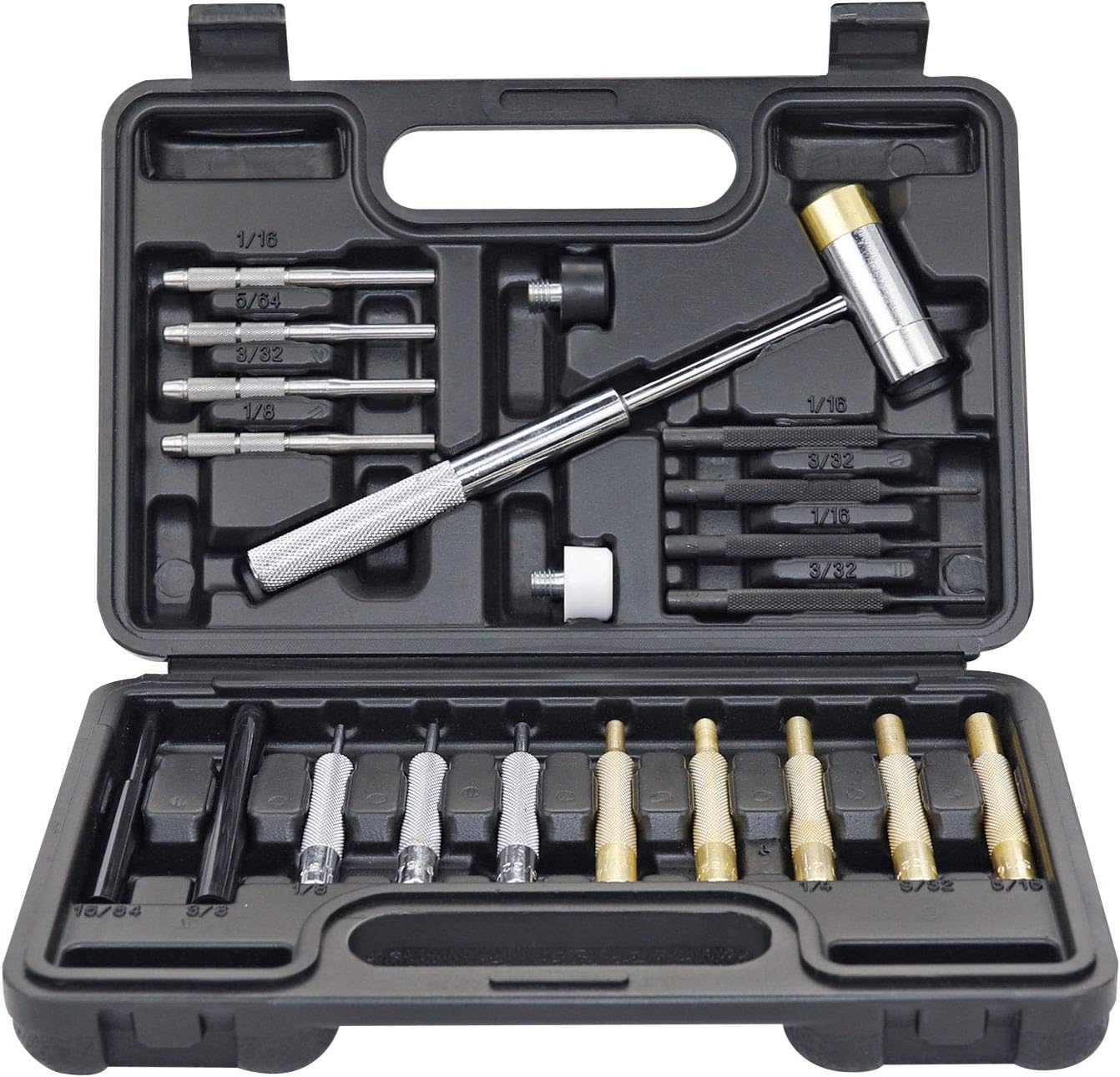 BESTNULE 24 Pcs Roll Pin Punch Set, Gunsmithing Punch Tools, Made of