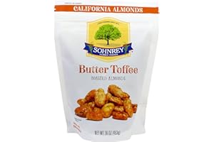 Butter Toffee Almonds Fresh Gourmet Sweet and Salty Crunch Resealable Bag from Sohnrey Family Foods (1 lb)