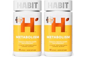 H' HABIT Habit Metabolism Supplement 2 Pack (120 Capsules) - Supports Digestive Health & Metabolism, Vitamin B12, Selenium, Chromium, Apple Cider Vinegar, Vegan, Non-GMO