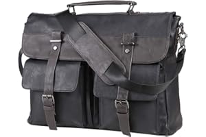 SEYFOCNIA Leather Messenger Bag for Men, 15.6 Inch Vintage Laptop Bag Briefcase Satchel