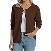 QUALFORT Women's 100% Cotton Lightweight Cardigans Long Sleeve Knitted Button Down Sweater