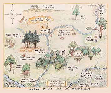 Amazon Com Vintage Winnie The Pooh Hundred Acre Wood Map