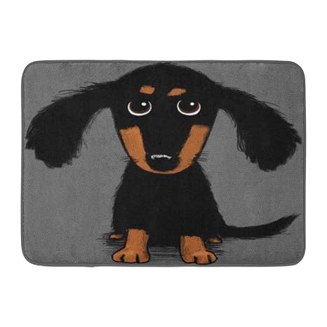 Aishay Bath Mat Wiener Long Haired Dachshund Dog Weiner Funny Cute
