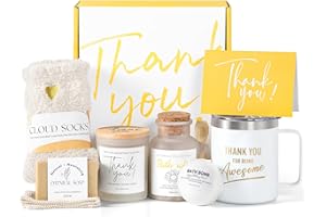 SUHCTUPTX Thank You Gifts for Women, 8pcs Employee Appreciation Gifts Baskets for Women Thank You Farewell Gifts for Coworkers Teacher Boss Hostess Secretary Nurse Mom Pastor- Best Spa Gratitude Box w/Candle