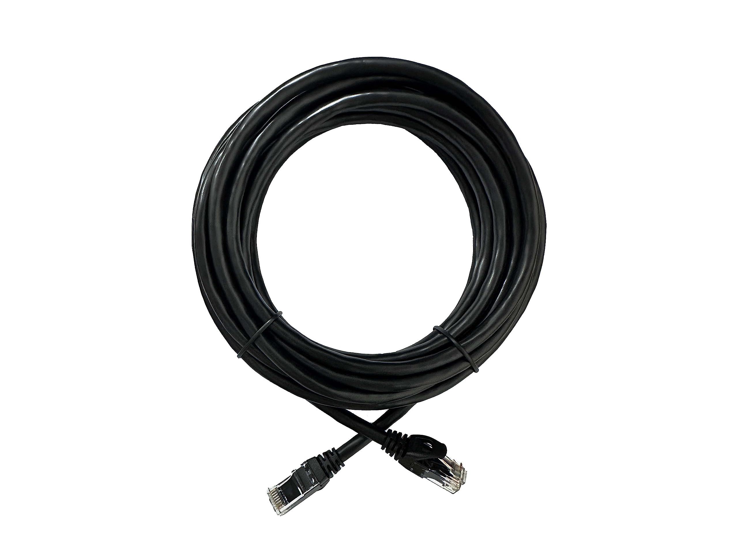 Elfcam® - 35m Ethernet Cat 6 Cable, Round LAN WAN Cable, Cat6 26AWG, 1Gbps with RJ45 Connectors, Black(35M)