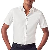 Jermyn Street Collection by Hawes and Curtis - Men's Short Sleeve White Dress Shirt – 100% Cotton Oxford, Regular Fit