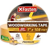 XFasten Double Sided Woodworking Tape 1 Inch x 108 Feet (3-Pack), Residue-Free, Removable Double Sided Woodworking Masking Tape for Wood Template, Mounting Boards MDF Edge Banding, Routing, Anchoring