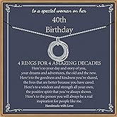 PAERAPAK Birthday Gifts for Women, Sterling Silver Chain Circles Necklace 30th 40th 50th 60th 70th 80th 90th Birthday Necklace for Her Woman 30 40 50 60 70 80 90 Years Old Birthday Gifts for Women
