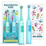 Aquasonic Kids Electric Toothbrush Set for Ages 3+ | Soft Bristles, Oscillating Brush Head, Built-in Battery | Aquarium Adventures