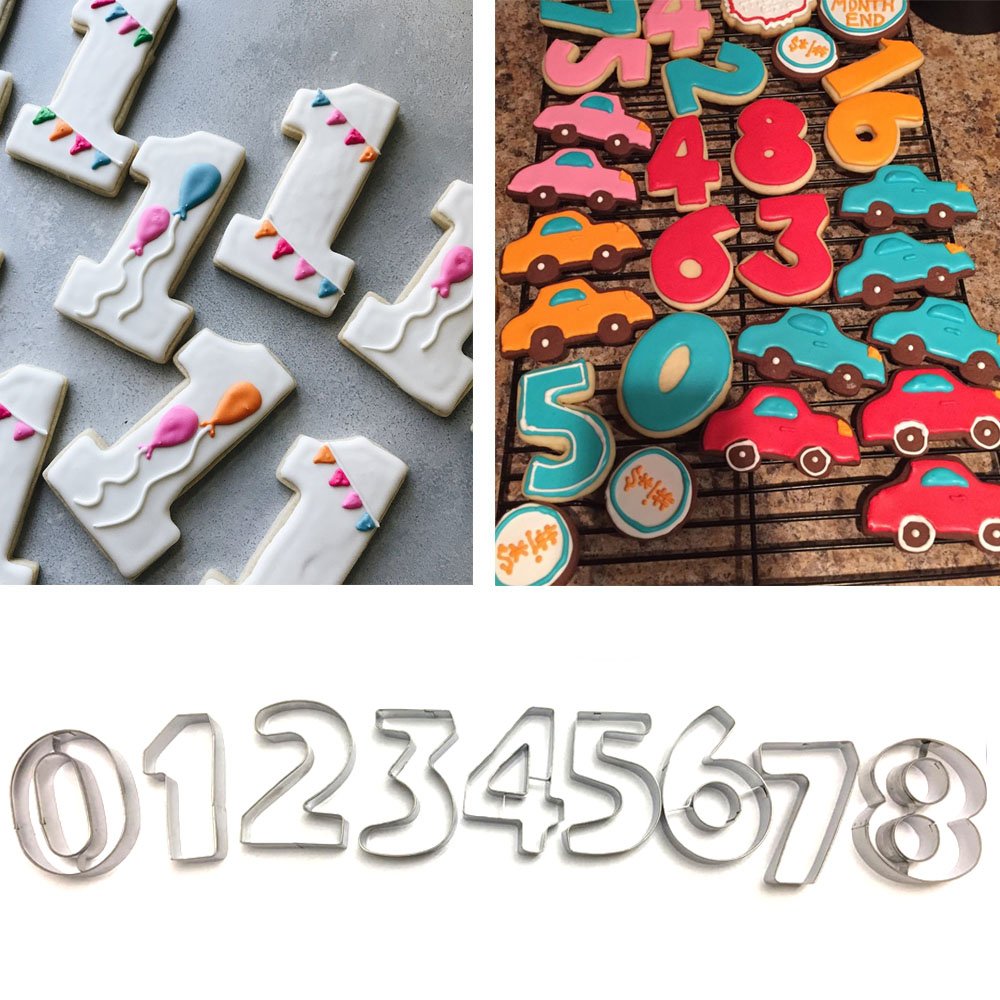 Ertek Numbers Cookie Cutters 3 Inches 9pcs Jelly Fondant Cutter set, Stainless Steel, Large Number cutter (3\'\' Number cutter)