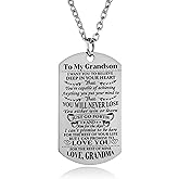 YEEQIN Grandson Necklace - Love Dog Tag Believe Inspirational Gifts From Grandma To Grandson - Birthday & Graduation