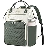 VANKEAN 17 Inch Laptop Backpack for Women Men Fashion Computer Work Bag, Large Capacity Waterproof Backpack with USB Port & RFID Pockets, College Daypack Business Travel, Beige-Army green