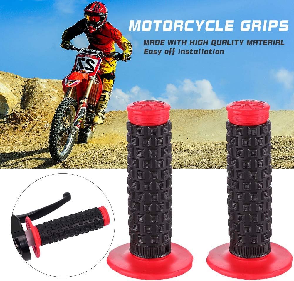 Motorcycle Grips 7/8" Dirt Bike Grip Pillow Top Grips Rubber Anti-slip Universal Handlebar Racing Grip for Motocross ATV CR80R CR85 CRF150R CR125R CR250R CRF450R CRF150F CRF230F CRF450F Red: Automotive