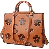 Grofulor Vegan Leather Tote Bag for Women, Floral Embossed Large Bucket Purse, Elegant Casual Handbag with Adjustable Crossbody Strap and Top Handle for Work, Travel, Daily Use