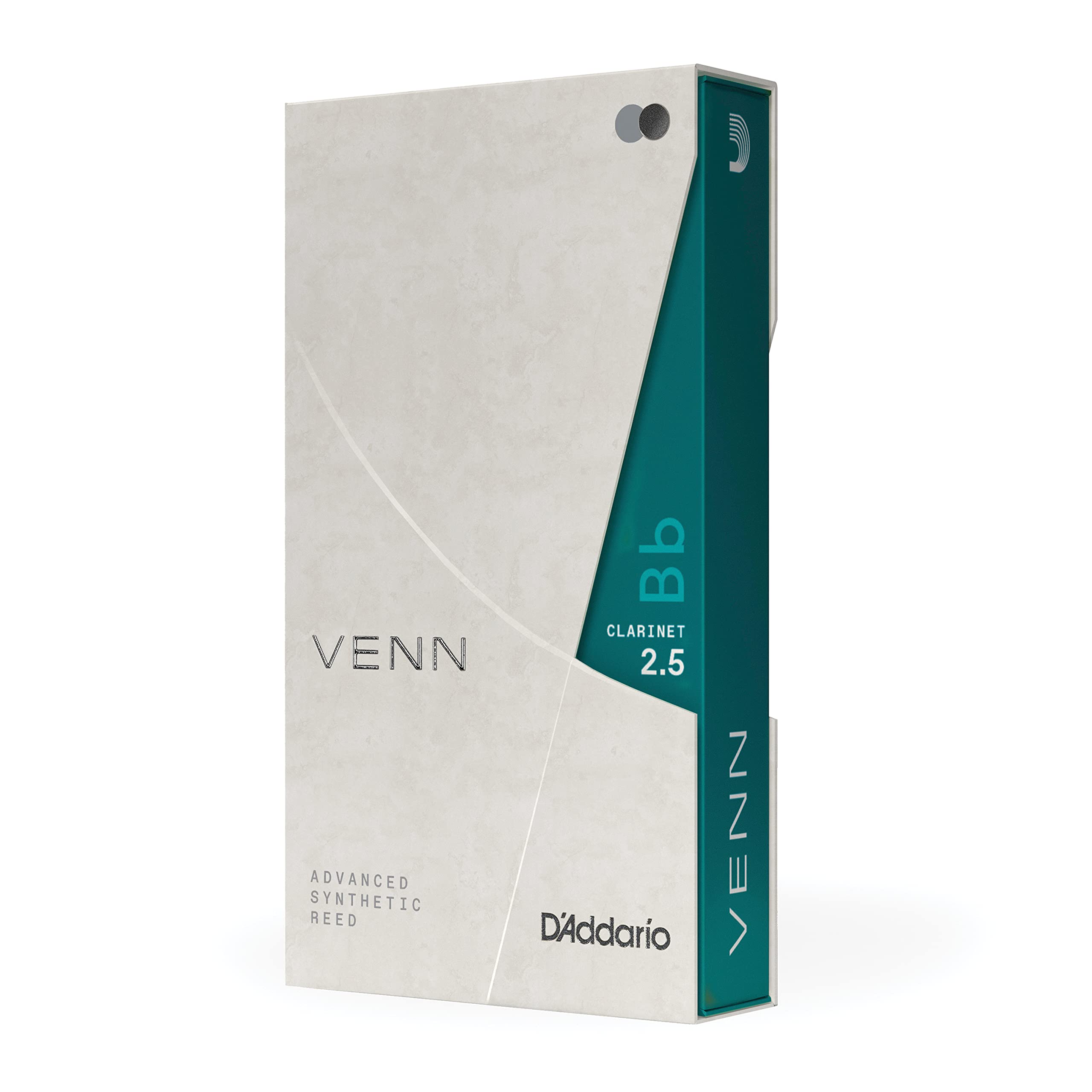 D'Addario VENN G2 Synthetic Clarinet Reeds - Bb Clarinet Reed with Advanced Synthetic Reed Construction of Polymer Fibers, Resin, Natural Cane - Strength 2.5