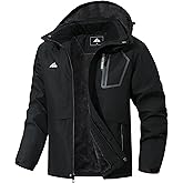 MAOYSSEN Men's Waterproof Winter Ski Jacket - Waterproof Fleece Lined Hooded Windproof Winter Snowboard Jacket