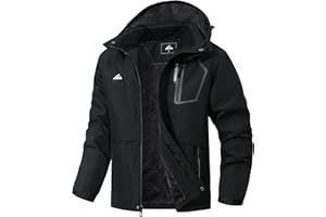 MAOYSSEN Men's Waterproof Winter Ski Jacket - Waterproof Fleece Lined Hooded Windproof Winter Snowboard Jacket