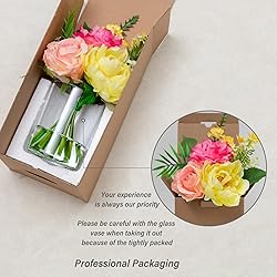 WELL KNOWN Artificial Flowers in Glass Vase, Silk