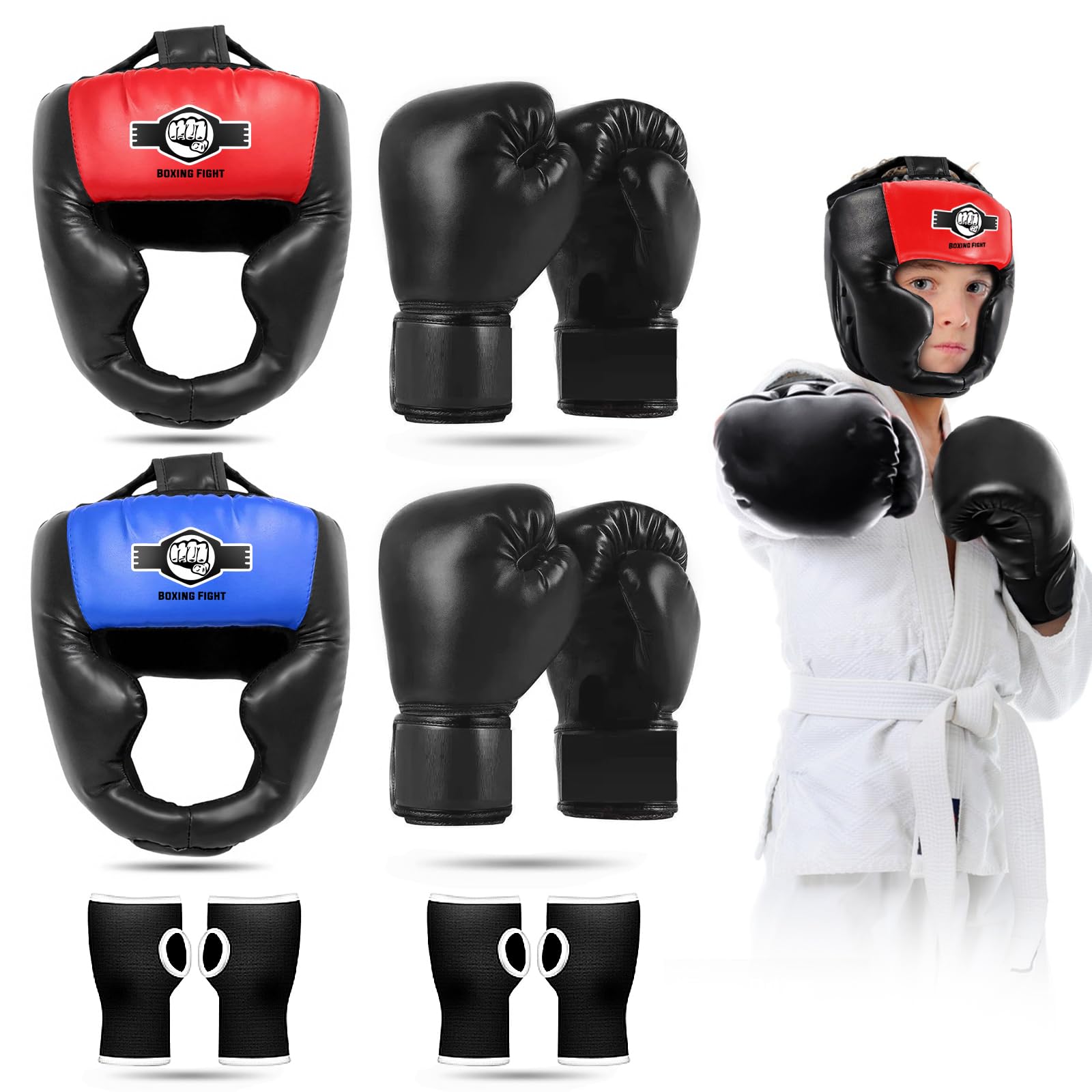 Photo 1 of YORWHIN Boxing Headgear for Kids, Boxing Head Gear Training Sparring Safety Head Guard with Gloves, Protective Gear for MMA, Kickboxing, Muay Thai
