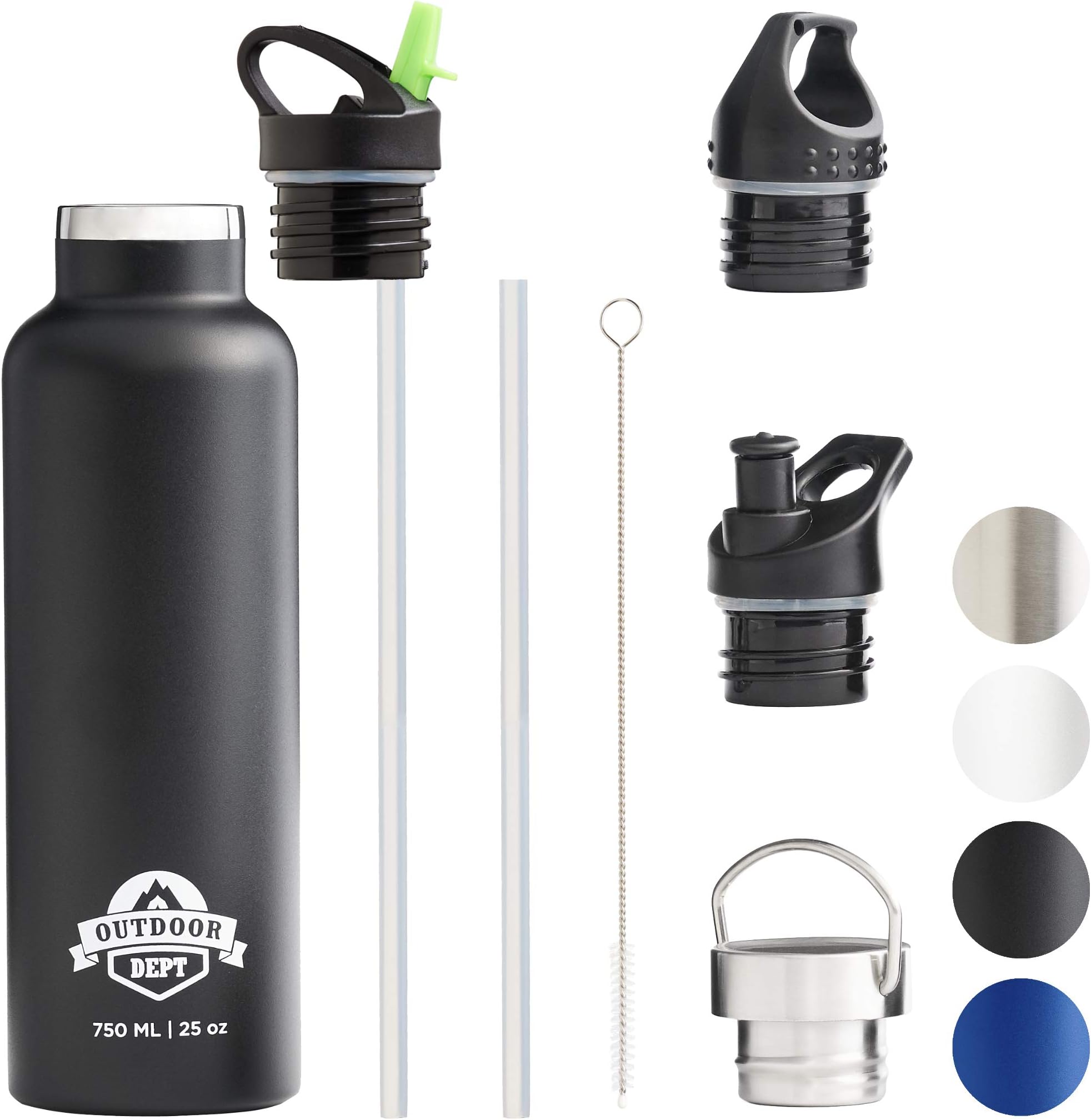 Vacuum Insulated Double Walled Drinking Bottle, Water Bottle 750 mililiter Leakproof 4 Caps for Sports, Fitness, Outdoor, Work,Children or School/Thermoflask/no BPA