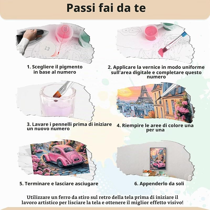 Dipingere con i Numeri Adulti Parigi al tramonto, Kit di Pittura a Olio su Tela Fai-da-Te con Pennelli Pittura a Pigmento Acrilico Disegno, Decora la Casa Regalo 40x50cm(Senza Cornice) — foto 6 di 7