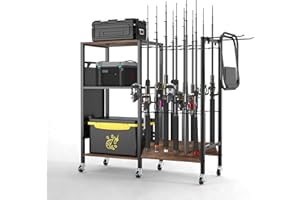 aledaras Fishing Rod Holders, Fishing Pole Holders, Fishing Gear Tackle Cart, Fishing Equipment Organizers for Garage, Fits Most Rods of 1.57" (40mm) Diameter, hold up to 12 Rods or Combos