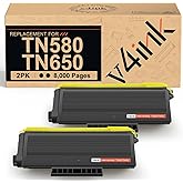 v4ink 2-Pack Compatible Toner Cartridge Replacement for Brother TN580 TN620 TN650 High-Yield Work with HL-5240 HL-5250 HL-534
