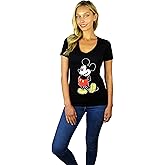 Disney Womens Mickey Mouse Stand V-Neck Tee
