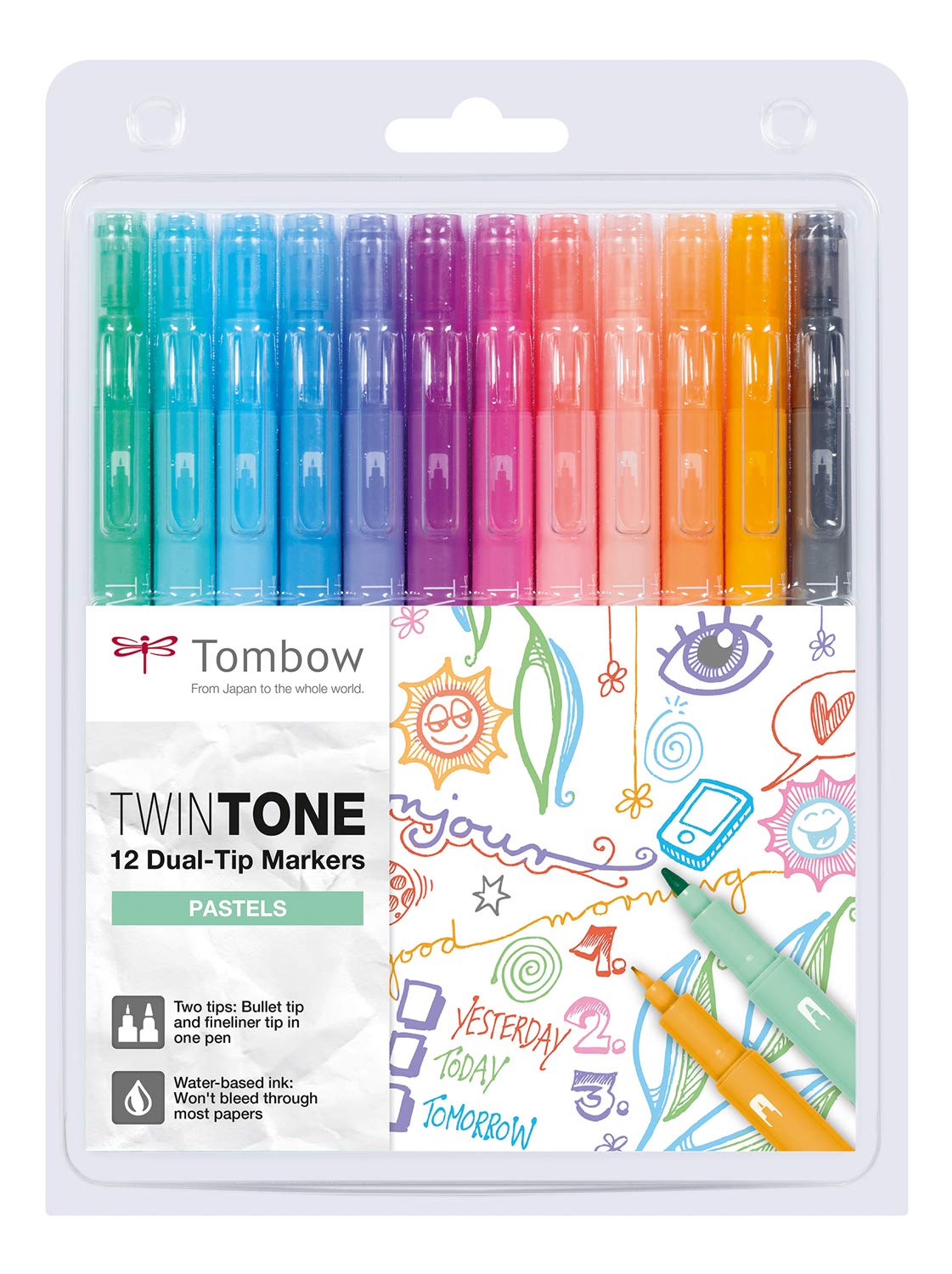 Tombow WS-PK-12P-2 Twin Tone Dual-Tip Marker - Pastel Colours (Pack of 12)