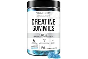 Jacked Factory Creatine Gummies 5g Daily Dose (1g per Gummy) - Creatine Monohydrate Gummy for Men and Women, Vegan-Friendly, 